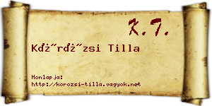 Körözsi Tilla névjegykártya